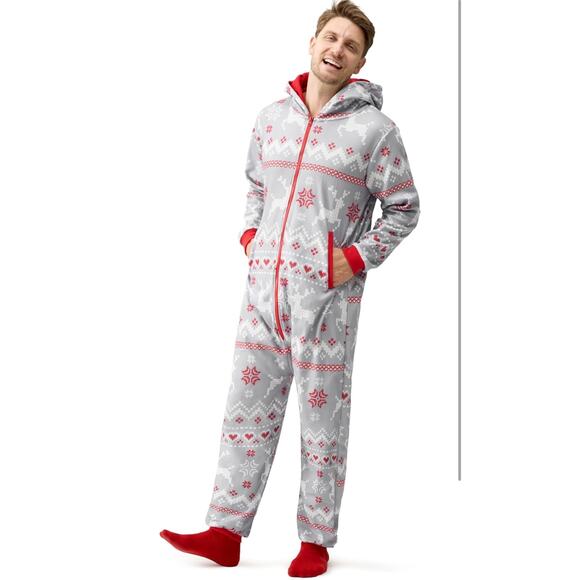 Men’s XL Giggling Getup Holiday Hooded One-Piece Pajamas NIP - Picture 2 of 5